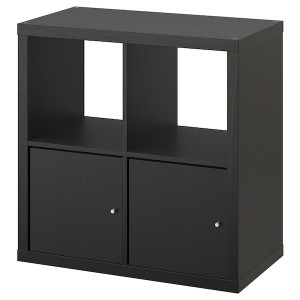 IKEA KALLAX shelving unit, with 2 doors/black-brown, 30 3/8x30 3/8 in, Ikea Ireland | 7465MJIVD