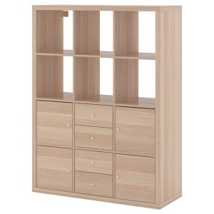 IKEA KALLAX shelving unit with 6 inserts, 44 1/8x57 7/8 in White Stained Oak Effect, Ikea Ireland | 2147MUBLV