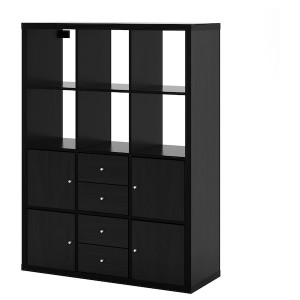 IKEA KALLAX shelving unit with 6 inserts, 44 1/8x57 7/8 in Black / Brown, Ikea Ireland | 5120WORDF