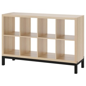 IKEA KALLAX shelving unit with underframe, 57 7/8x37 in White Stained Oak Effect / Black, Ikea Ireland | 1536HVJKX