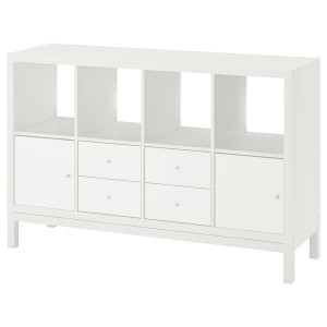 IKEA KALLAX shelving unit with underframe, with 2 doors/4 drawers, 57 7/8x37 in White, Ikea Ireland | 5219PESYR