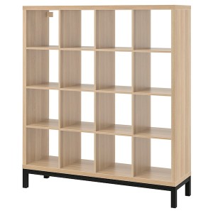 IKEA KALLAX shelving unit with underframe, 57 7/8x64 5/8 in White Stained Oak Effect / Black, Ikea Ireland | 7120QZYVW