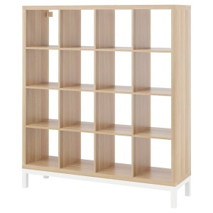 IKEA KALLAX shelving unit with underframe, 57 7/8x64 5/8 in White Stained Oak Effect / White, Ikea Ireland | 7036NQODU