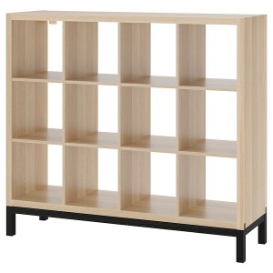 IKEA KALLAX shelving unit with underframe, 57 7/8x50 3/4 in White Stained Oak Effect / Black, Ikea Ireland | 2738ZSLHV