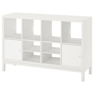 IKEA KALLAX shelving unit with underframe, with 2 doors/with 2 shelf inserts, 57 7/8x37 in White, Ikea Ireland | 7130TCFYV