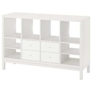 IKEA KALLAX shelving unit with underframe, with 4 drawers/with 2 shelf inserts, 57 7/8x37 in White, Ikea Ireland | 9784FYWGI