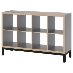 IKEA KALLAX shelving unit with underframe, gray wood effect, 57 7/8x37 in Black, Ikea Ireland | 5786CPWNT