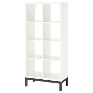 IKEA KALLAX shelving unit with underframe, high-gloss, 30 3/8x64 5/8 in White / Black, Ikea Ireland | 2475NZXMR