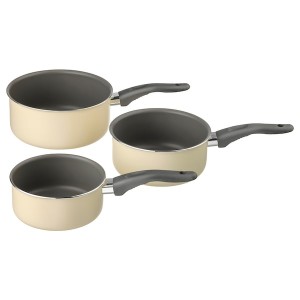 IKEA KAVALKAD saucepan, set of 3, gray/light beige, Ikea Ireland | 7206AEQHS