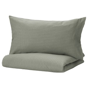 IKEA ÅKERFIBBLA duvet cover and pillowcase(s), check, King Blue / Green White, Ikea Ireland | 8415ZPAHW