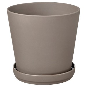 IKEA KLARBÄR plant pot with saucer, indoor/outdoor gray-brown, 7 ½ in, Ikea Ireland | 9240LOQNH