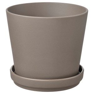 IKEA KLARBÄR plant pot with saucer, indoor/outdoor gray-brown, 6 in, Ikea Ireland | 8431GYKSJ