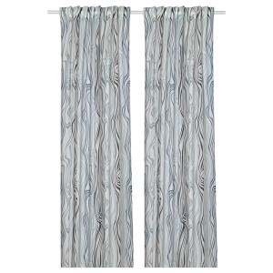 IKEA KLIPPNEJLIKA curtains, 1 pair, white/blue, 57x98 in, Ikea Ireland | 6507ETGXP