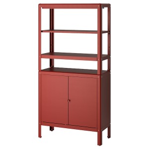 IKEA KOLBJÖRN shelving unit with cabinet, 31 1/2x14 5/8x63 3/8 in Brown / Red, Ikea Ireland | 2314LEKFT