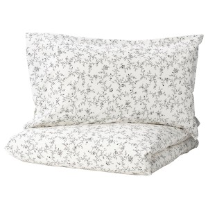 IKEA KOPPARRANKA duvet cover and pillowcase(s), Full/Queen (Double/Queen) White / Dark Gray, Ikea Ireland | 4205GBPTR