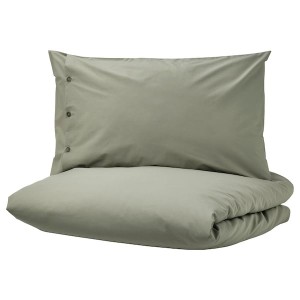 IKEA KRÅKRISMOTT duvet cover and pillowcase(s), King Light Green, Ikea Ireland | 4291EWBYU