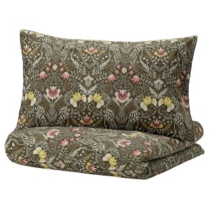 IKEA KÄRRDUNÖRT duvet cover and pillowcase(s), Full/Queen (Double/Queen) Dark Green / Multicolor, Ikea Ireland | 0586XUIOV