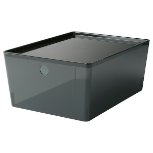IKEA KUGGIS box with lid, 10 ¼x13 ¾x6 in Transparent Black, Ikea Ireland | 0982DKCJP