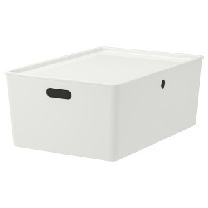 IKEA KUGGIS box with lid, 14 ½x21 ¼x8 ¼ in White, Ikea Ireland | 1509RGKOZ