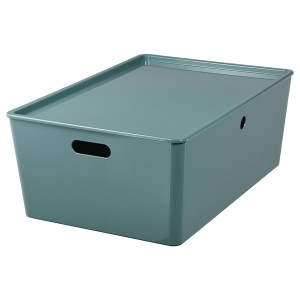 IKEA KUGGIS storage box with lid, turquoise, 14 ½x21 ¼x8 ¼ in, Ikea Ireland | 9406TNMSL