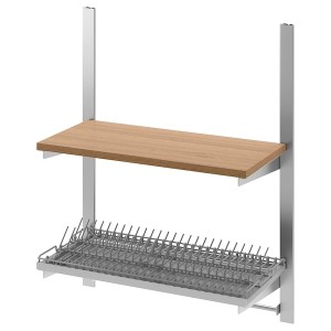 IKEA KUNGSFORS susp rail w shelf/rail/dish dra, stainless steel/ash, Ikea Ireland | 1452ZWCIP