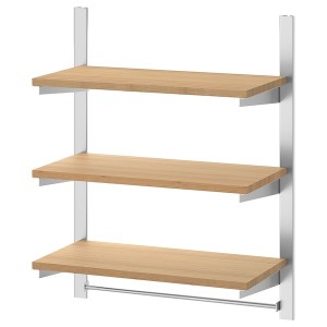 IKEA KUNGSFORS suspension rail w shelves and rail Stainless Steel / Bamboo, Ikea Ireland | 4063UCFMV