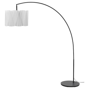IKEA KUNGSHULT / SKAFTET floor lamp with light bulb, arched, white/black, Ikea Ireland | 4732SDHQV