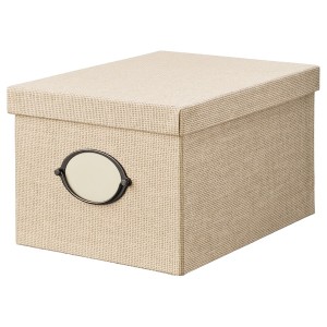 IKEA KVARNVIK Storage box with lid, beige, Length: 13 ¾ in. Learn more!, Ikea Ireland | 1274CAZPB