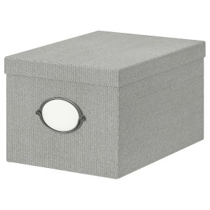 IKEA KVARNVIK Storage box with lid, gray, 9 ¾x13 ¾x7 ¾ in, Ikea Ireland | 6492IYMEC