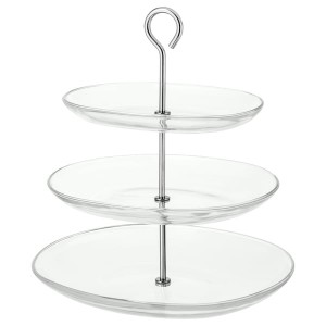 IKEA KVITTERA serving stand, 3 tiers, clear glass/stainless steel, Ikea Ireland | 5743DFWMA