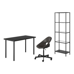 IKEA LAGKAPTEN/ELDBERGET / VITTSJÖ desk and storage combination, and swivel chair black-brown/dark gray, Ikea Ireland | 4879AEZID