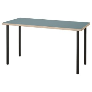 IKEA LAGKAPTEN / ADILS desk, 55 1/8x23 5/8 in Gray / Turquoise / Black, Ikea Ireland | 5671GSFWV