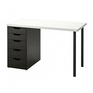IKEA LAGKAPTEN / ALEX desk, 47 1/4x23 5/8 in White / Black / Brown, Ikea Ireland | 6071ZXFEQ