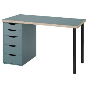 IKEA LAGKAPTEN / ALEX desk, 47 1/4x23 5/8 in Gray / Turquoise / Black, Ikea Ireland | 2169DBMJL