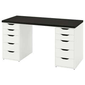 IKEA LAGKAPTEN / ALEX desk, 55 1/8x23 5/8 in Black / Brown / White, Ikea Ireland | 2597LMWJZ