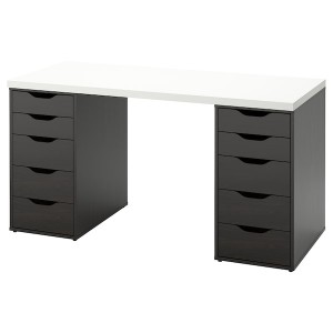 IKEA LAGKAPTEN / ALEX desk, 55 1/8x23 5/8 in White / Black / Brown, Ikea Ireland | 7592RTPDO