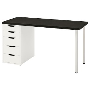 IKEA LAGKAPTEN / ALEX desk, 55 1/8x23 5/8 in Black / Brown / White, Ikea Ireland | 0385RMJSA