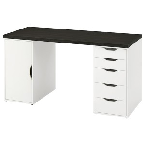 IKEA LAGKAPTEN / ALEX desk, 55 1/8x23 5/8 in Black / Brown / White, Ikea Ireland | 3752GZFBV