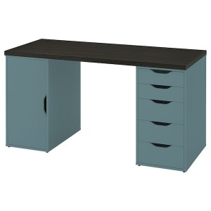 IKEA LAGKAPTEN / ALEX desk, 55 1/8x23 5/8 in Black / Brown / Gray / Turquoise, Ikea Ireland | 6320GHMEB