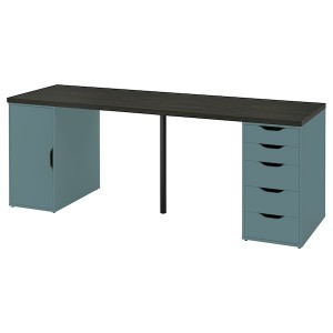 IKEA LAGKAPTEN / ALEX desk, 78 3/4x23 5/8 in Black / Brown / Gray / Turquoise, Ikea Ireland | 6798KTORL