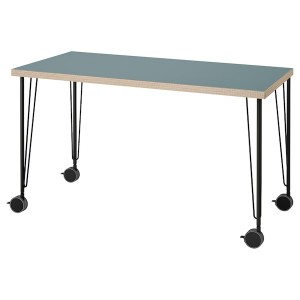 IKEA LAGKAPTEN / KRILLE desk, 47 1/4x23 5/8 in Gray / Turquoise / Black, Ikea Ireland | 2875SAKGF