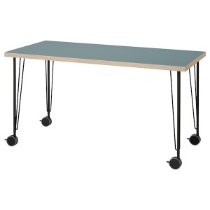 IKEA LAGKAPTEN / KRILLE desk, 55 1/8x23 5/8 in Gray / Turquoise / Black, Ikea Ireland | 3072NPYWQ