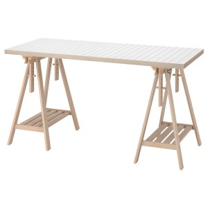 IKEA LAGKAPTEN / MITTBACK desk, 55 1/8x23 5/8 in White Anthracite / Birch, Ikea Ireland | 0471MCBRY