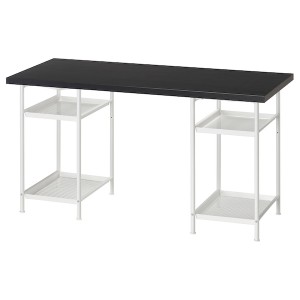 IKEA LAGKAPTEN / SPÄND desk, 55 1/8x23 5/8 in Black / Brown / White, Ikea Ireland | 3807JIXVK