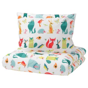 IKEA LATTJO duvet cover and pillowcase(s), Twin Animal / Multicolor, Ikea Ireland | 6721VTFEZ