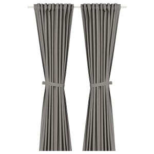 IKEA LENDA curtains with tie-backs, 1 pair, 55x98 in Dark Gray, Ikea Ireland | 6372NCIFE