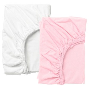 IKEA LEN crib fitted sheet, 28x52 in, 2 pack White / Pink, Ikea Ireland | 4270CPSMR