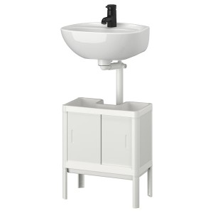 IKEA LILLTJÄRN / SKATSJÖN Bathroom vanity with 2 doors, 17 3/4x13 3/4 in White / Saljen Faucet, Ikea Ireland | 0516HROQL