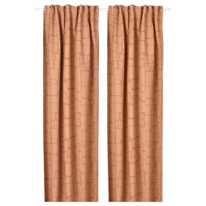 IKEA LÖNNSTÄVMAL black-out curtains, 1 pair, 57x84 in Light Red / Brown, Ikea Ireland | 1958JTYNW