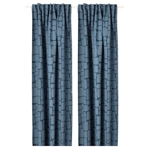 IKEA LÖNNSTÄVMAL black-out curtains, 1 pair, 57x98 in Blue, Ikea Ireland | 2390WAIGD